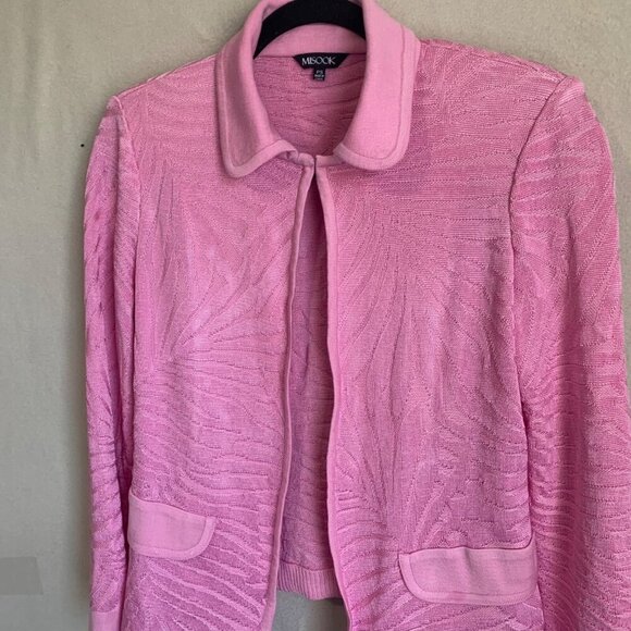 Misook Women's Knit Blazer Size SP Bubblegum Pink Rayon Old Money Feminine - Picture 6 of 12
